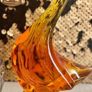 Vtg Viking Epic Glass Persimmon Orange Amberina Duck Figurine
5"'